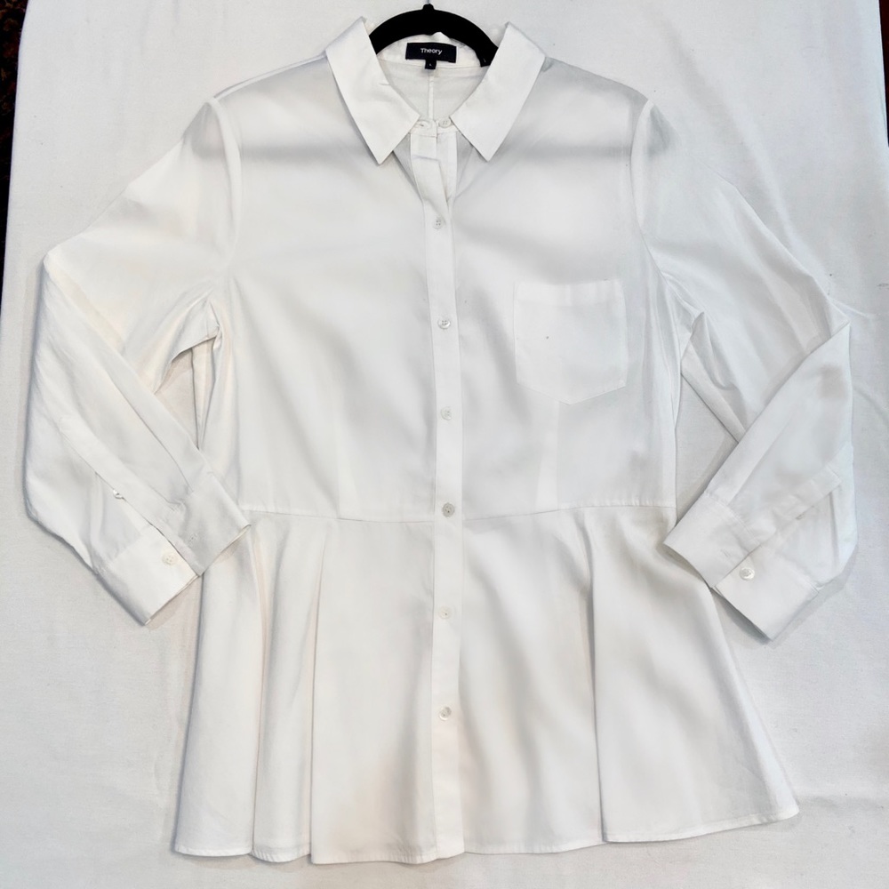 Theory White Flair Button Down - Size L
